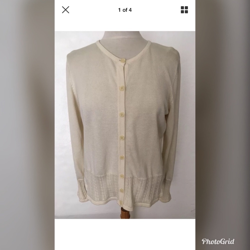 NWT New Jones Wear Beige Cardigan Sweater Sz L